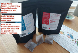 Si Sogno VENEZIA freshly ground coffee bags, 100% Arabica, aromatic and mellow (resealable pouch of 35 coffee bags)