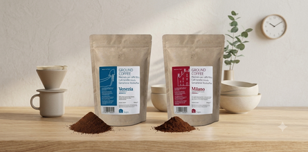Si Sogno MILANO ground coffee, premium blend, 500g, cafetière & filter