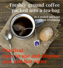 freshly ground coffee bag, like a tea bag. Easy to use and dispose