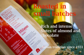 Coffee roasted in small batches to retain freshness. Rich and intense notes of almond and chocolate