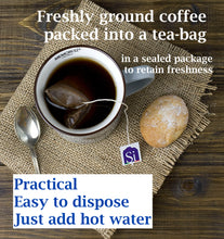 reshly ground coffee bag, like a tea bag. Easy to use and dispose